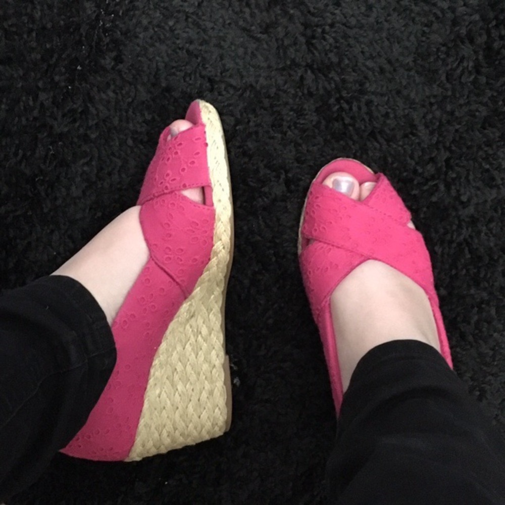 Pink and Twine Wedge Sandals